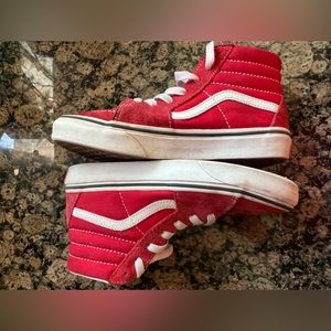 Red high top vans kids size 3